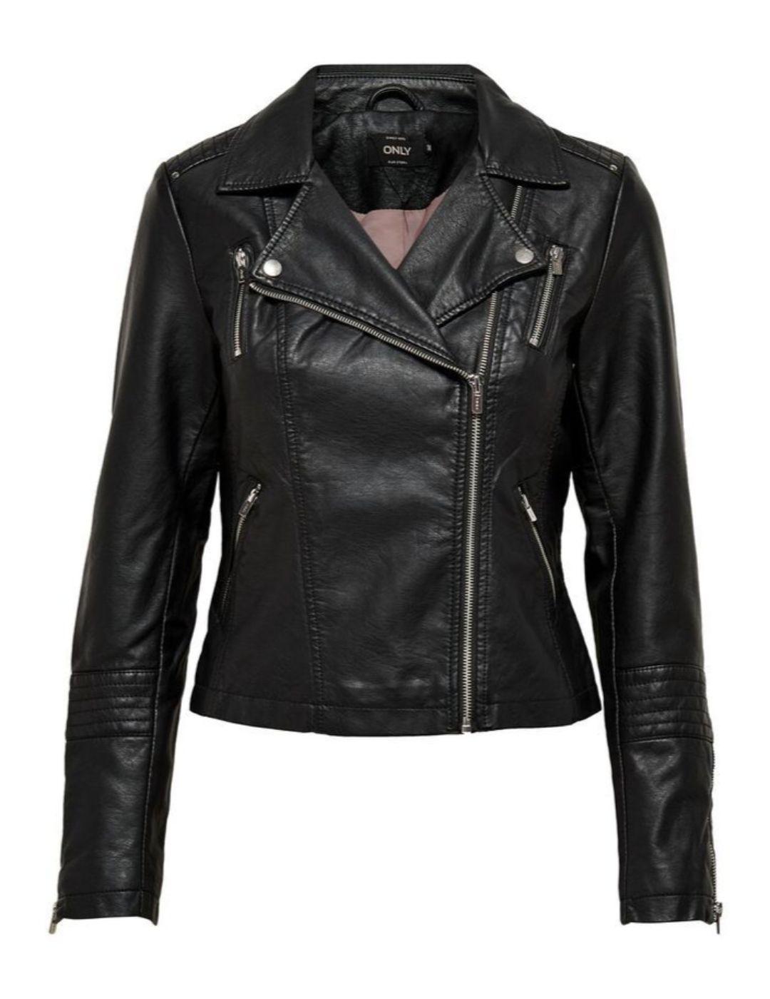 Cazadora Only Gemma negra tipo biker para mujer