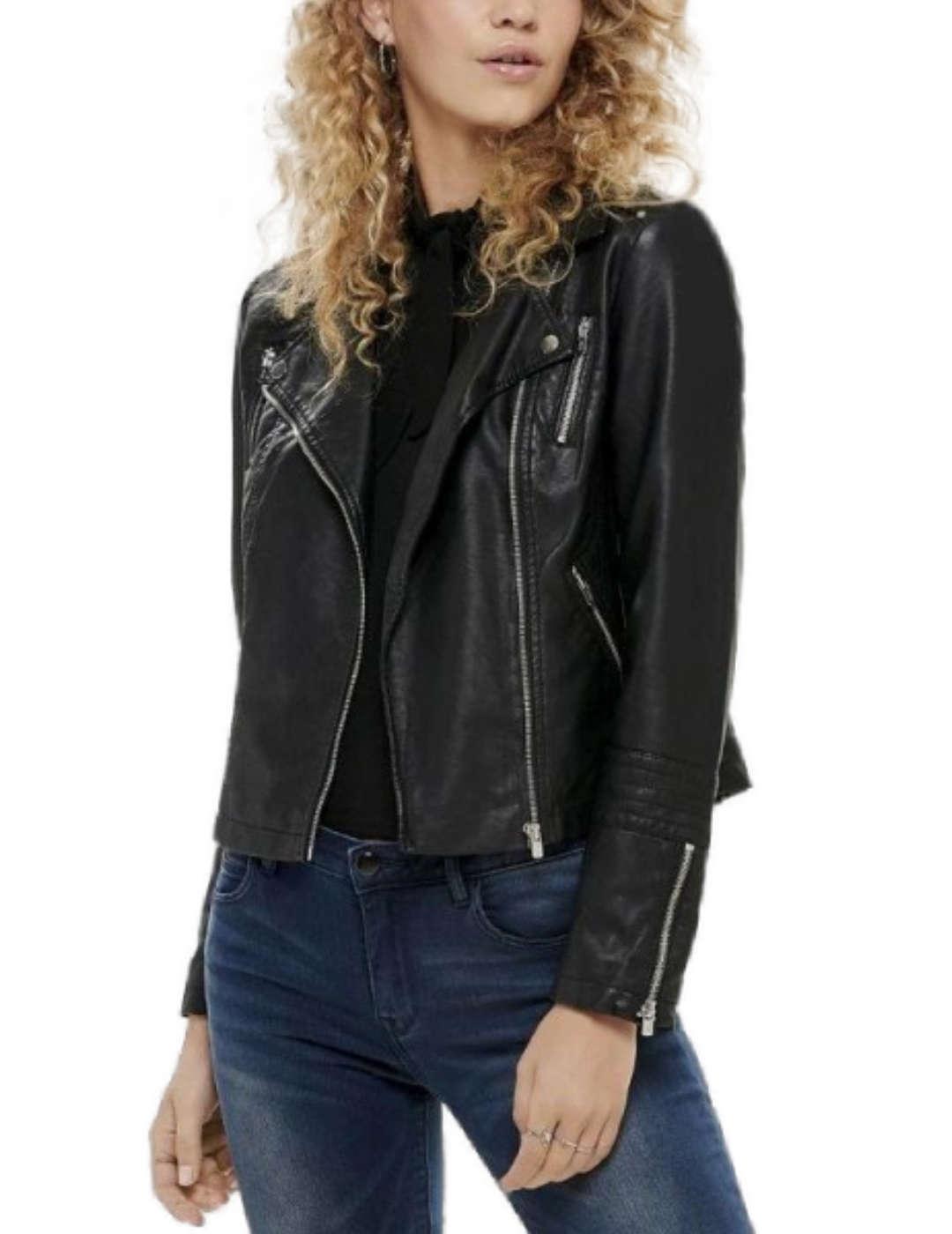 Cazadora Only Gemma negra tipo biker para mujer