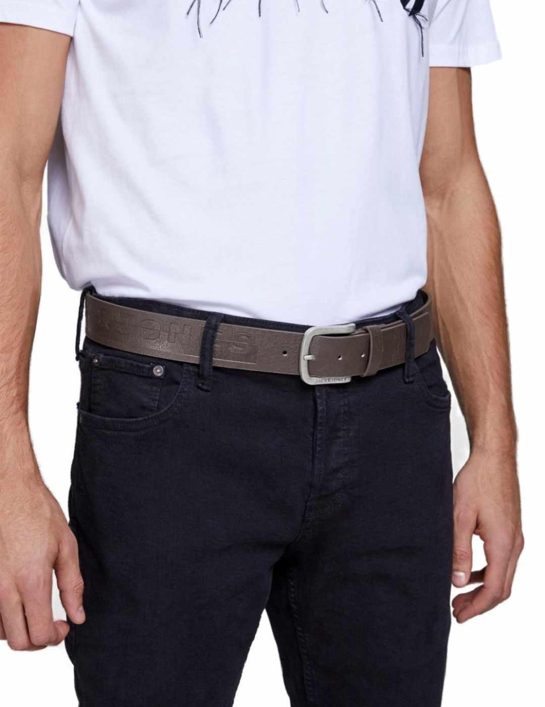 Cinturón Jack&jones harry marrón  hebilla metalica de hombre