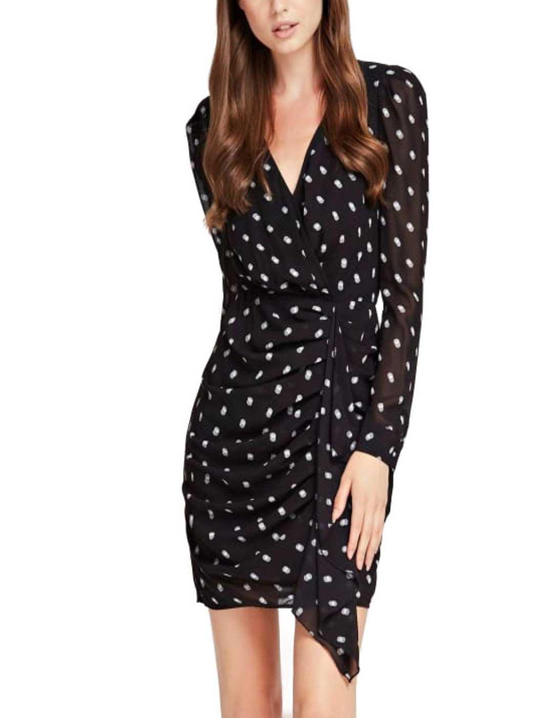 Vestido Guess Amal con topos blancos manga larga de mujer