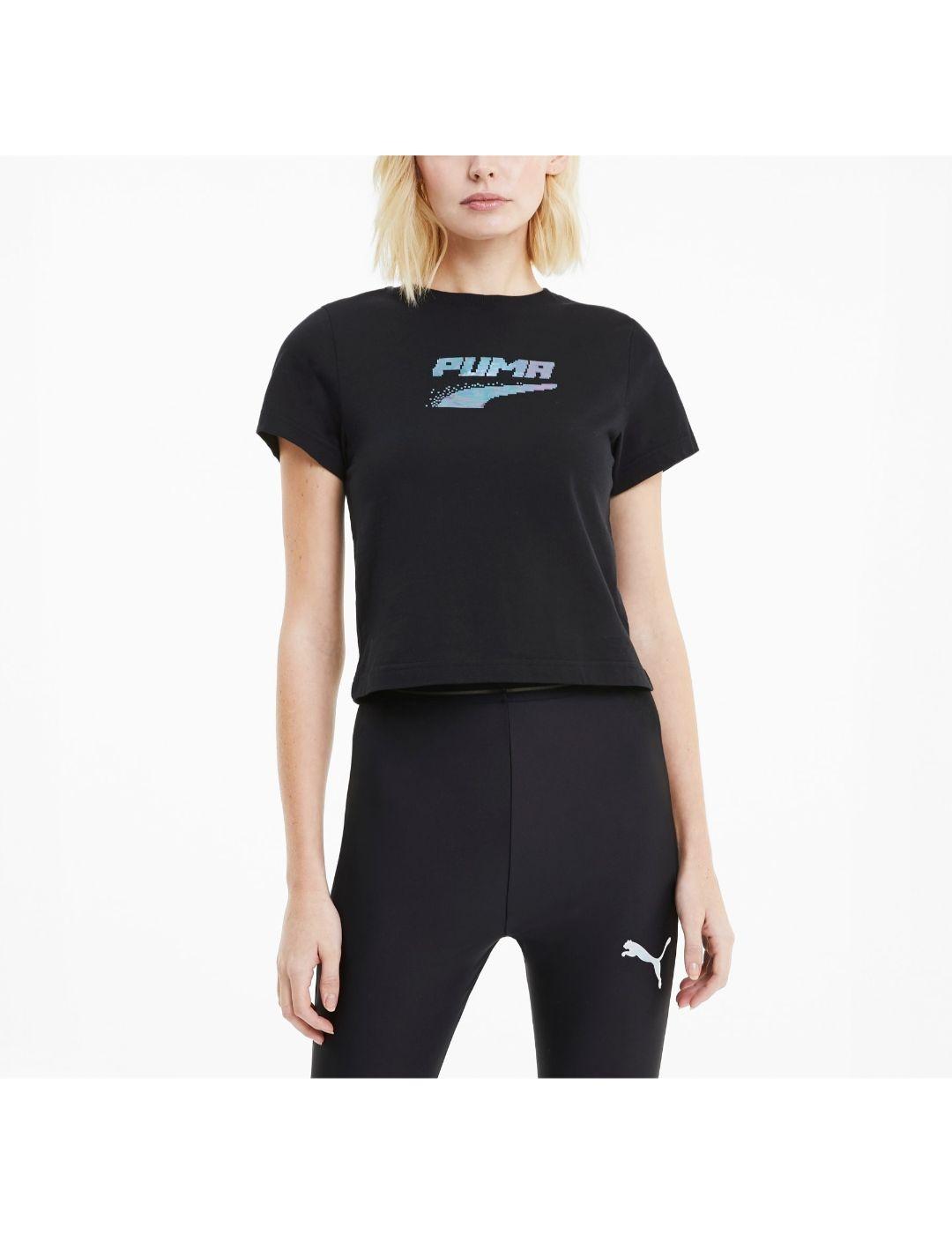 Camiseta Puma Evide Graphic negra manga corta de mujer