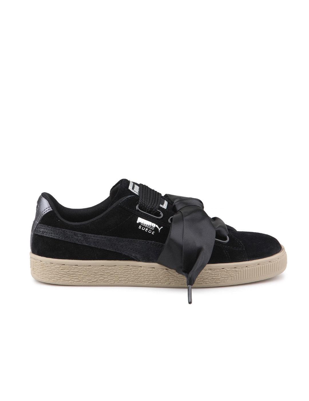 Zapatillas deportivas Puma Suede negro serraje para mujer