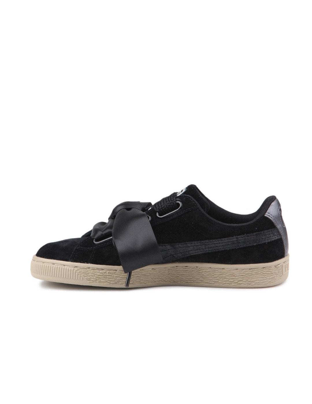 Zapatillas deportivas Puma Suede negro serraje para mujer