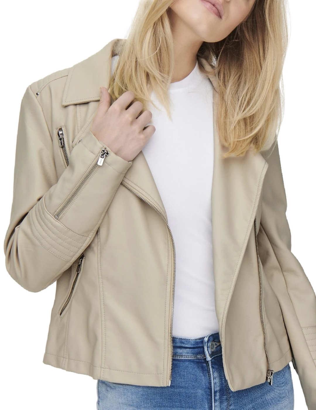 Cazadora Only Gemma blanca para mujer-&