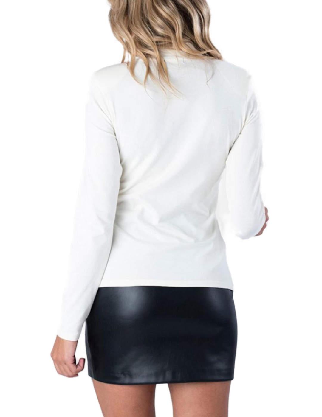 Camiseta Animosa Madame X blanca con encaje para mujer