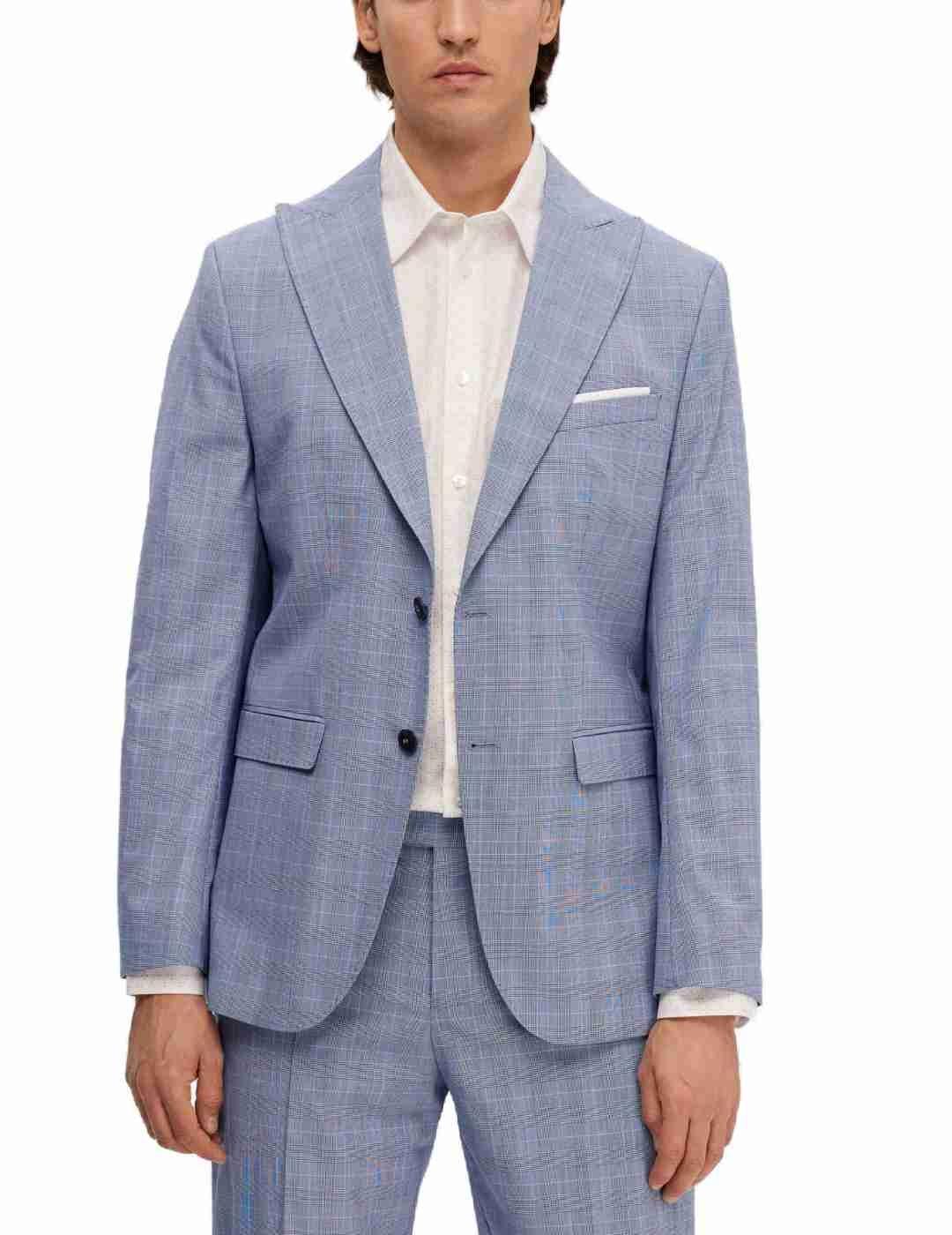 Americana Selected Ryde slim azul cuadros para hombre