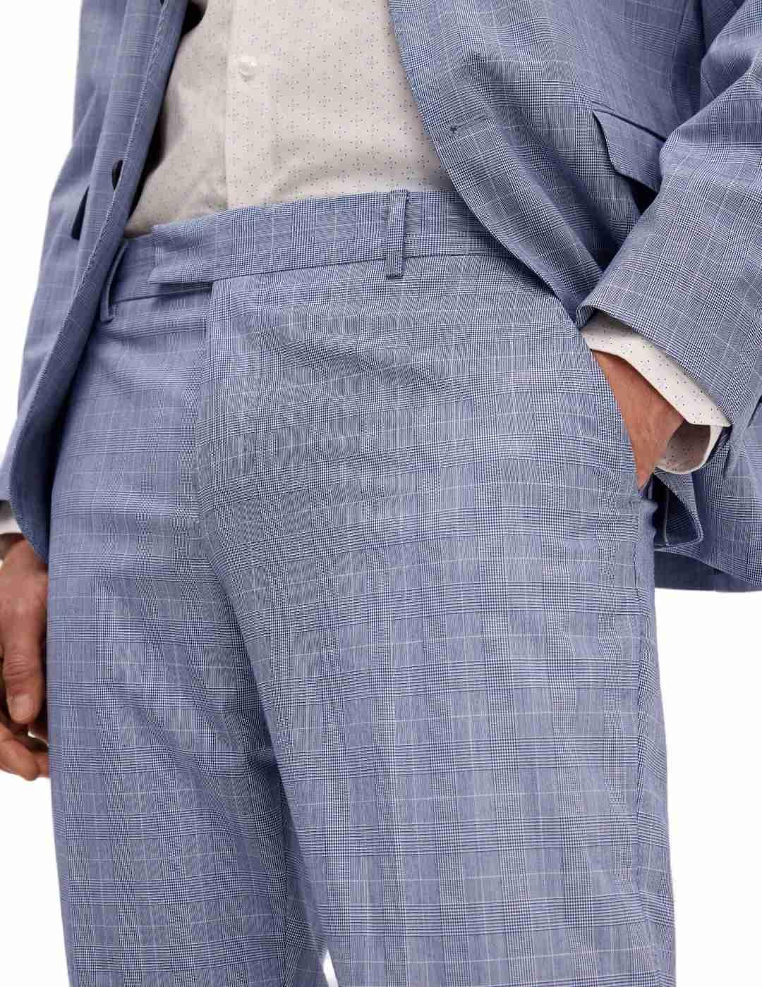 Pantalon Selected traje Ryde slim azul cuadros de hombre