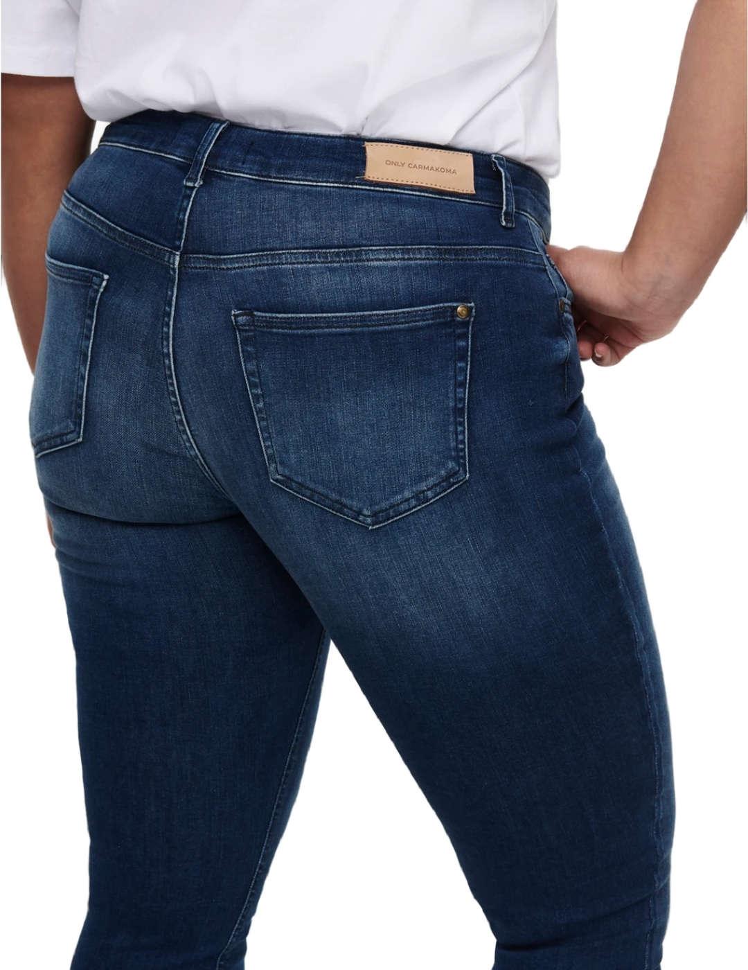 Pantalón vaquero Only Carmakoma Willy azul rotos para mujer