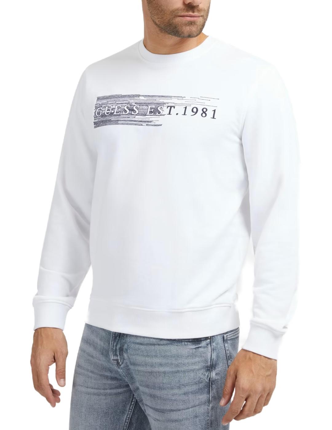 Sudadera Guess Beau blanco sin capucha para hombre