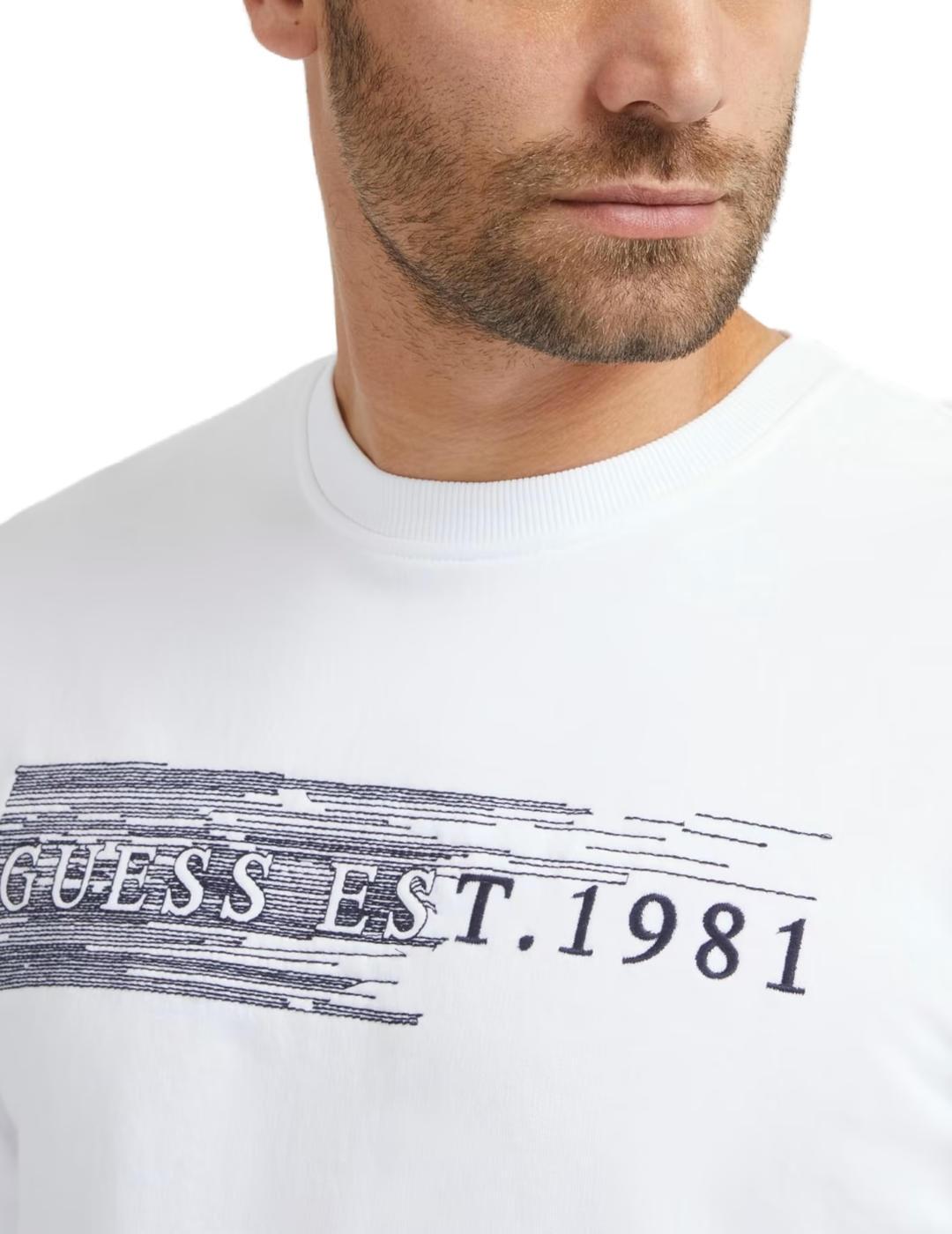 Sudadera Guess Beau blanco sin capucha para hombre