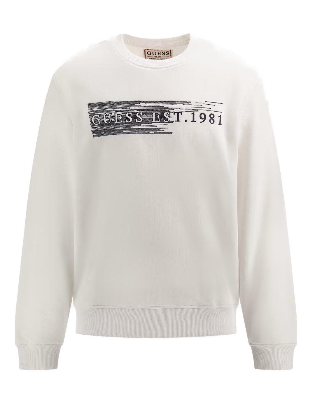Sudadera Guess Beau blanco sin capucha para hombre