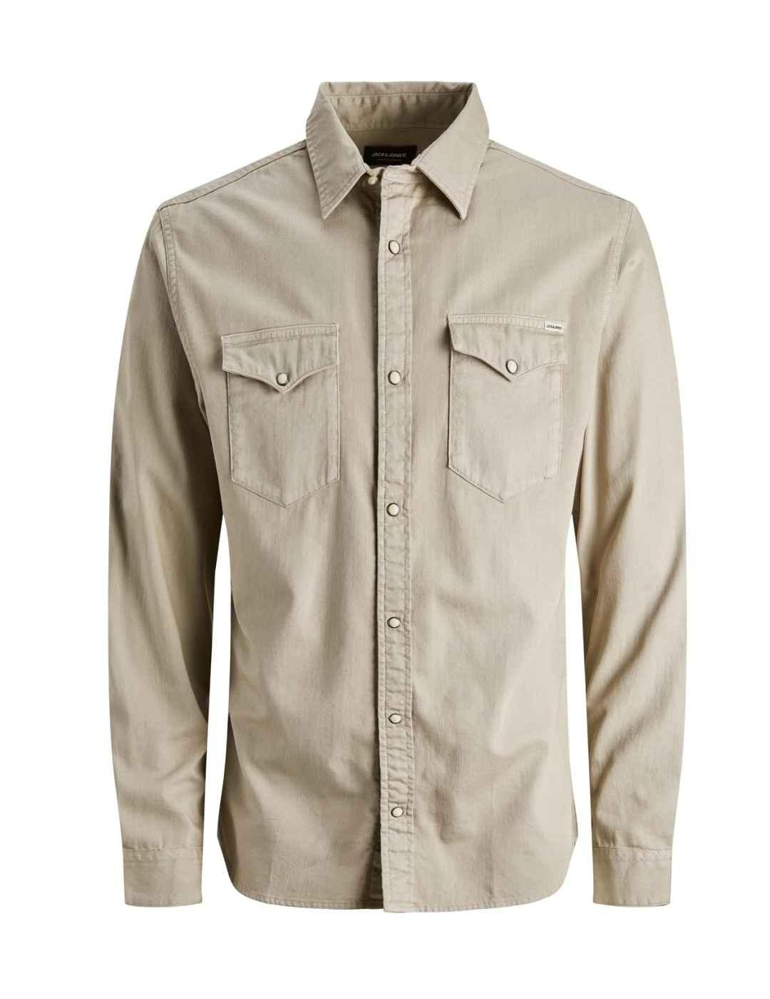 Camisa Jack&Jones Sheridan beige comfort para hombre