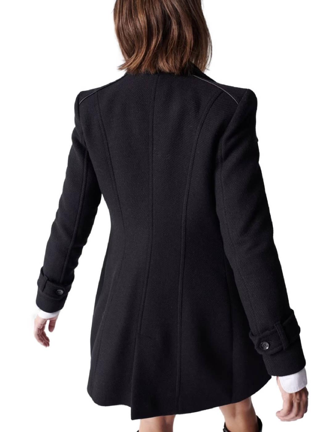 Abrigo Salsa de paño negro de mujer-&