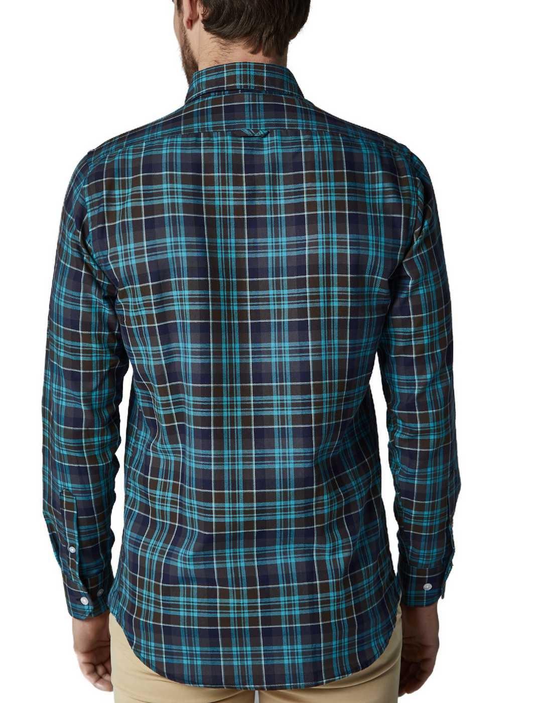 Camisa Altonadock cuadros azul algodón para hombre