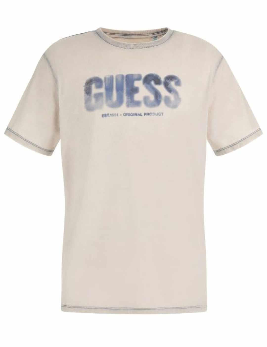 Camiseta Guess Atercolor beige manga corta para hombre