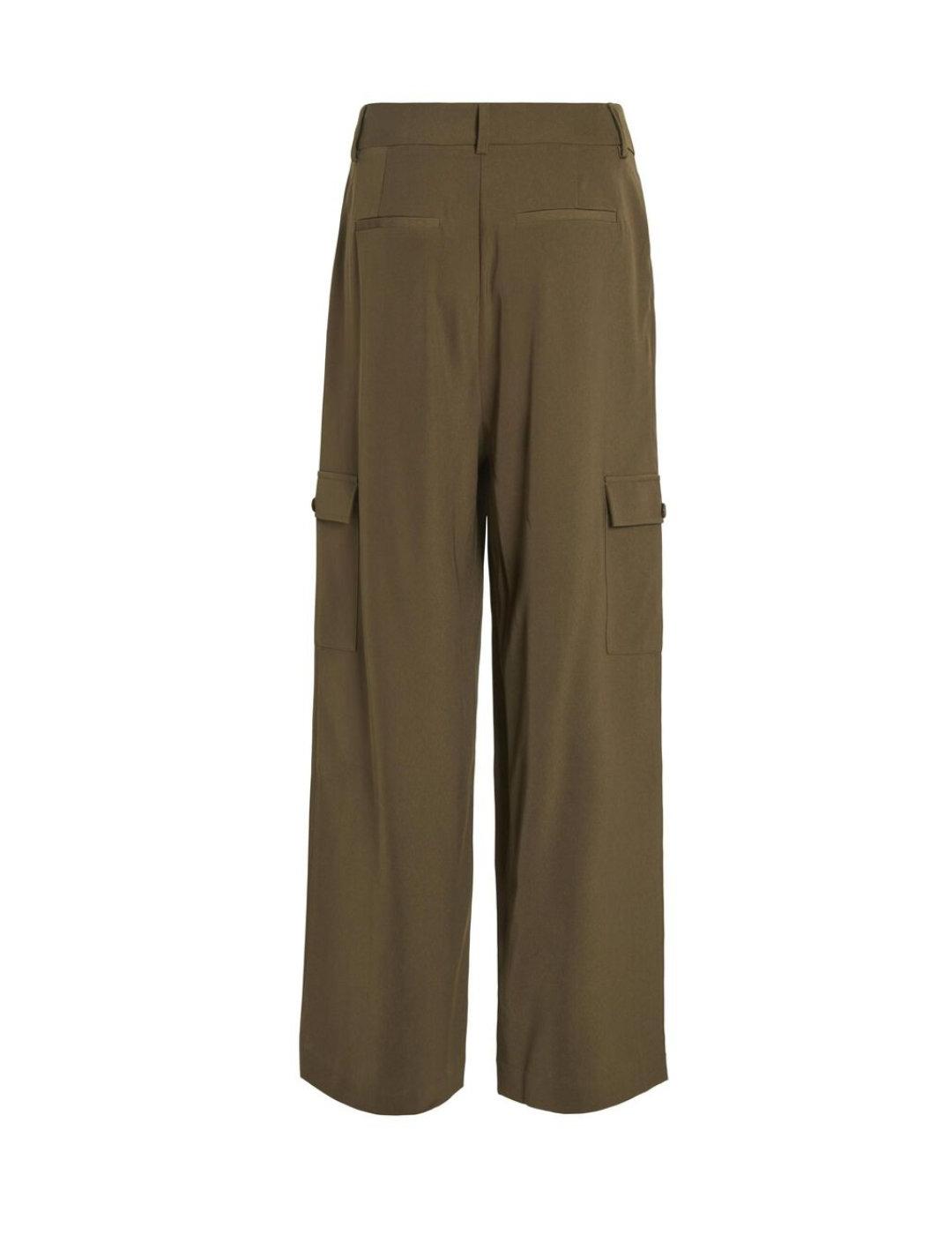 Pantalón Vila Winnie cargo verde ancho para mujer