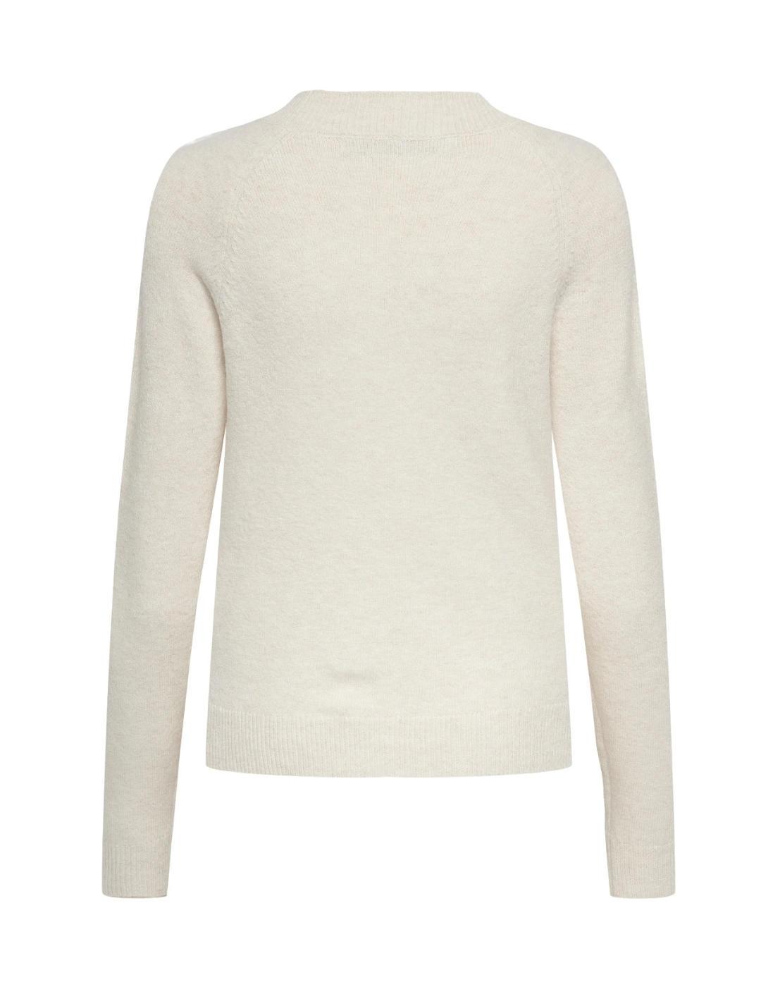 Jersey Only Rica beige fino cuello redondo para mujer