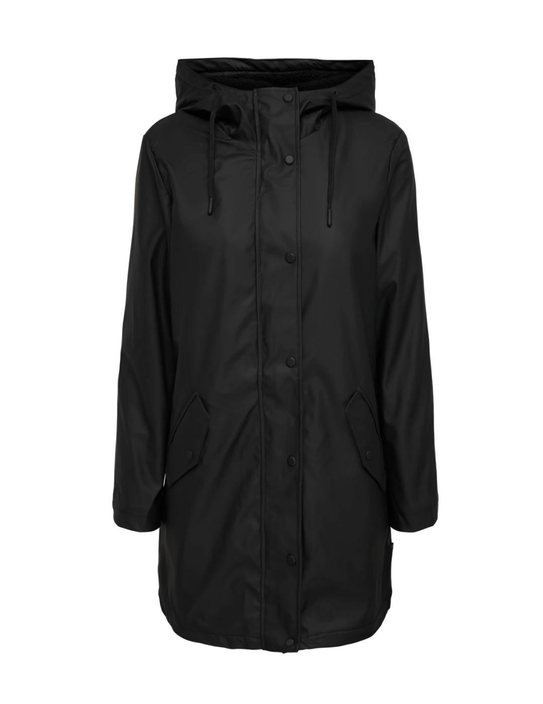 Chubasquero Only Sally negro con capucha para mujer