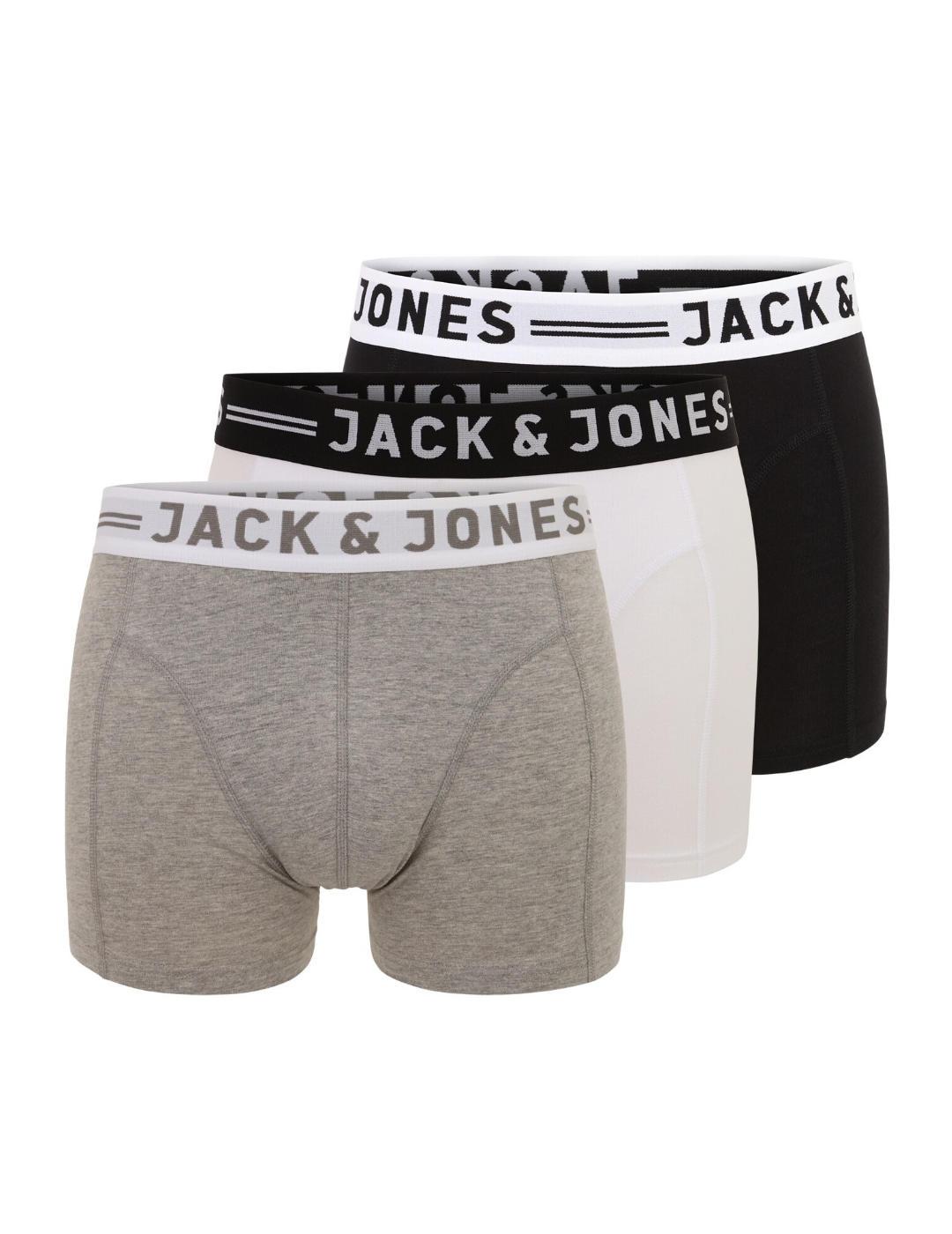 Intimo Jack&Jones Sense pack3 gris/negro/blanco para hombre