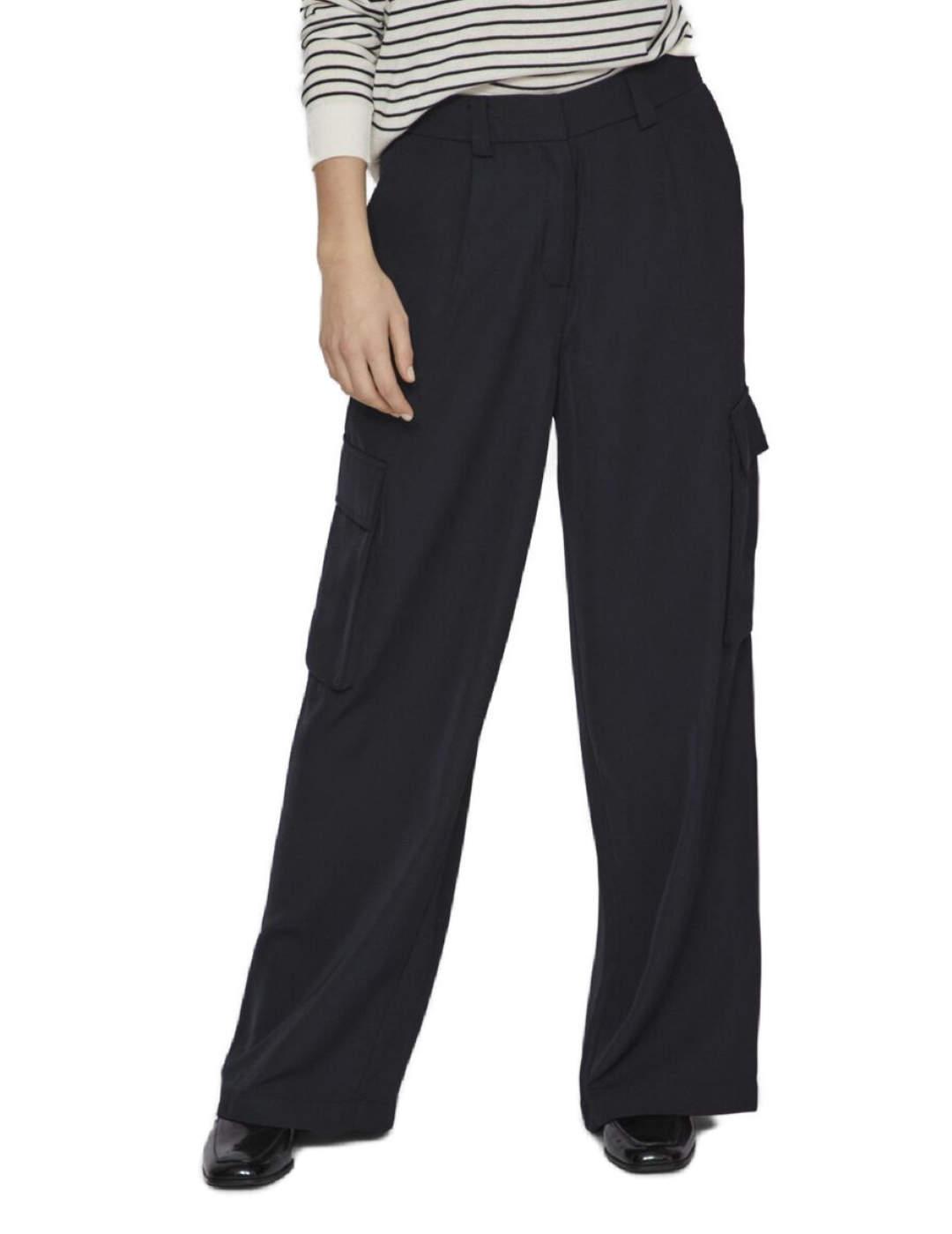 Pantalón cargo Vila Winnie negro Wide leg  para mujer