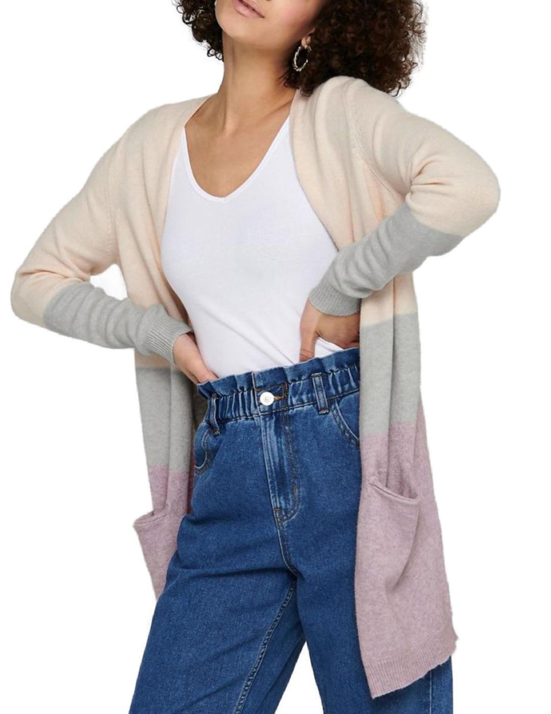 Cárdigan Only Queen de manga larga multicolor para mujer