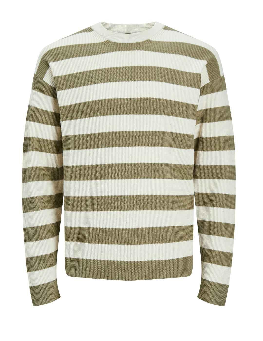 Jersey Jack&Jones Spring beige rayas cuello redondo hombre