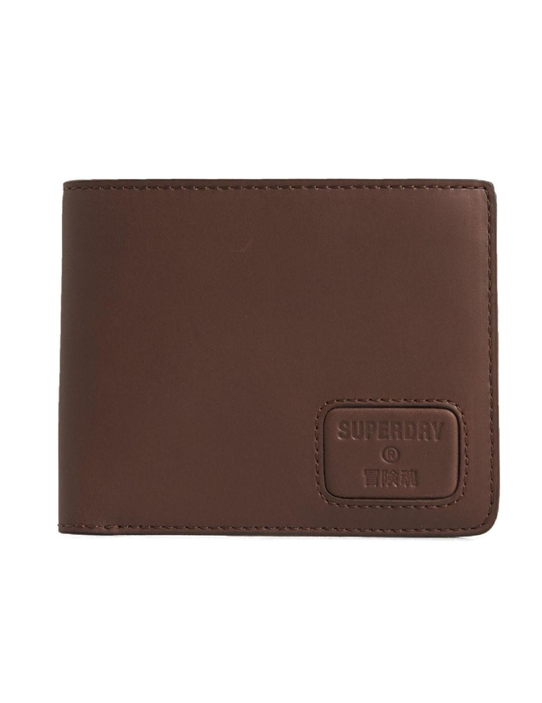 Cartera tarjetero Superdry NYC piel marrón para hombre