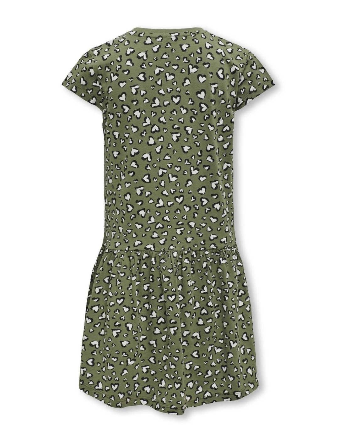 Vestido Only Gida verde estampado manga corta para niña