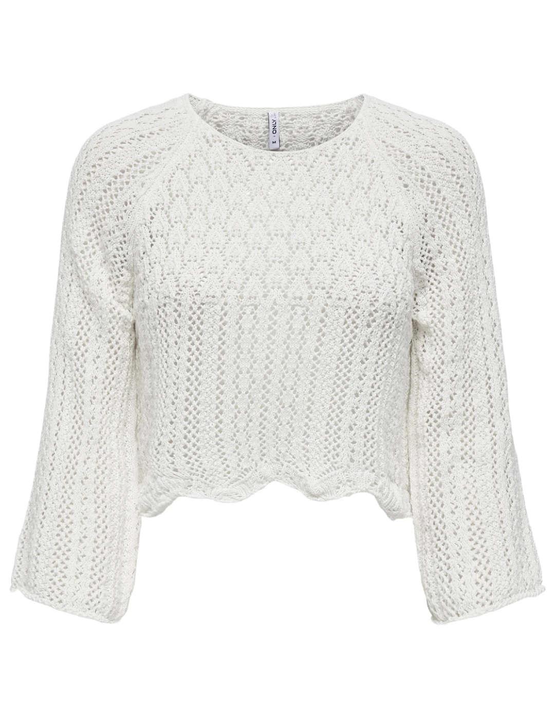 Jersey Only Nola blanco calado corte holgado para mujer