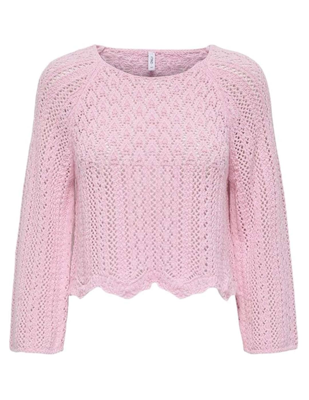 Jersey Only Nola rosa calado para mujer-&