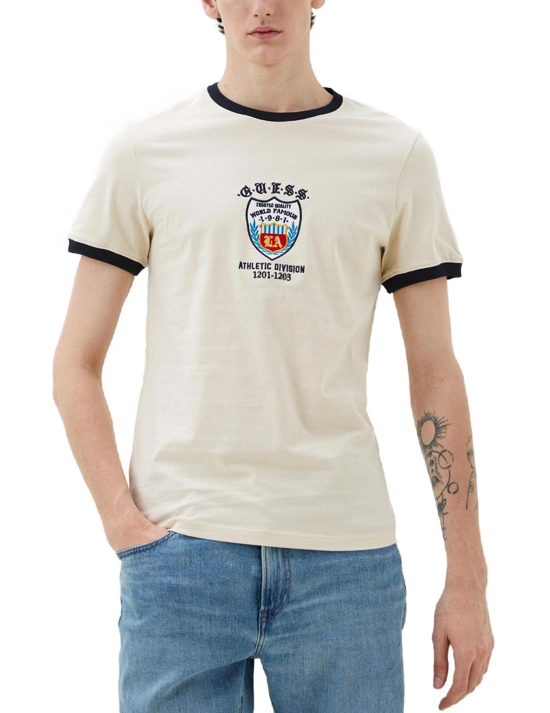 Camiseta Guess Chest beige manga corta para hombre