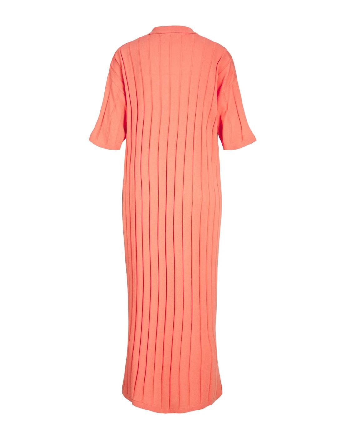 Vestido midi JJXX Lola coral de punto manga 3/4 para mujer