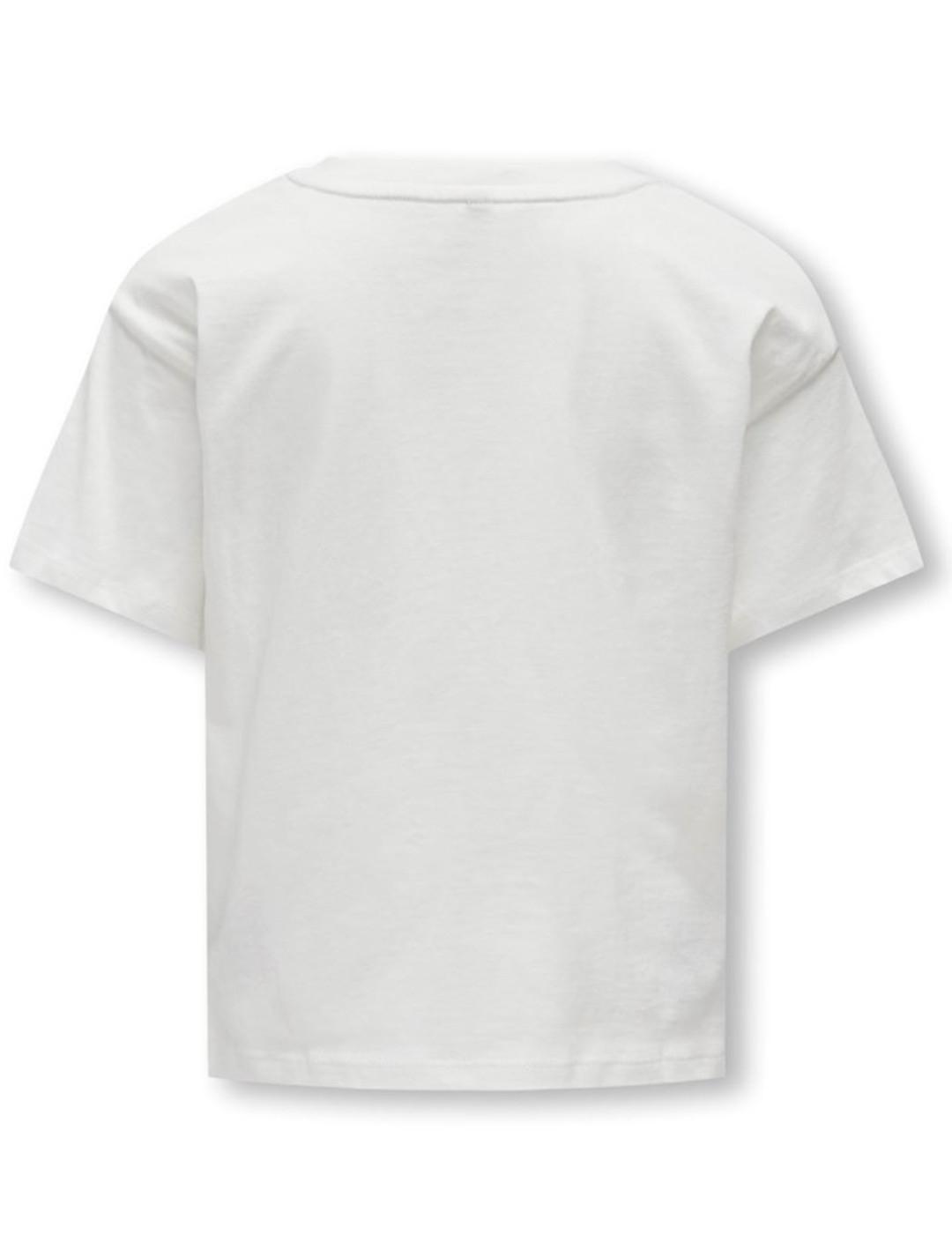 Camiseta Only Kids Flower blanca manga corta para niña