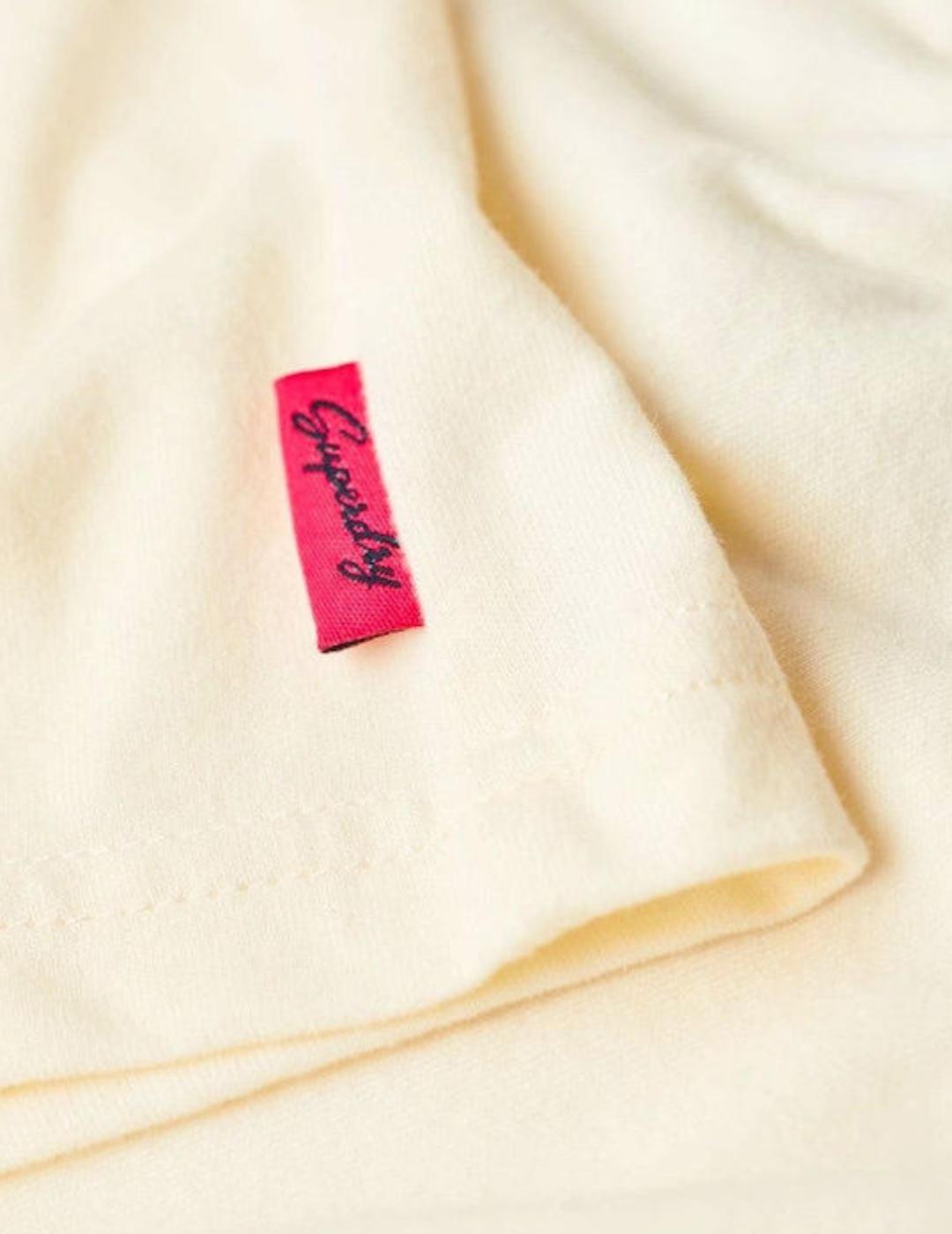 Camiseta Superdry Travel beige manga corta para mujer