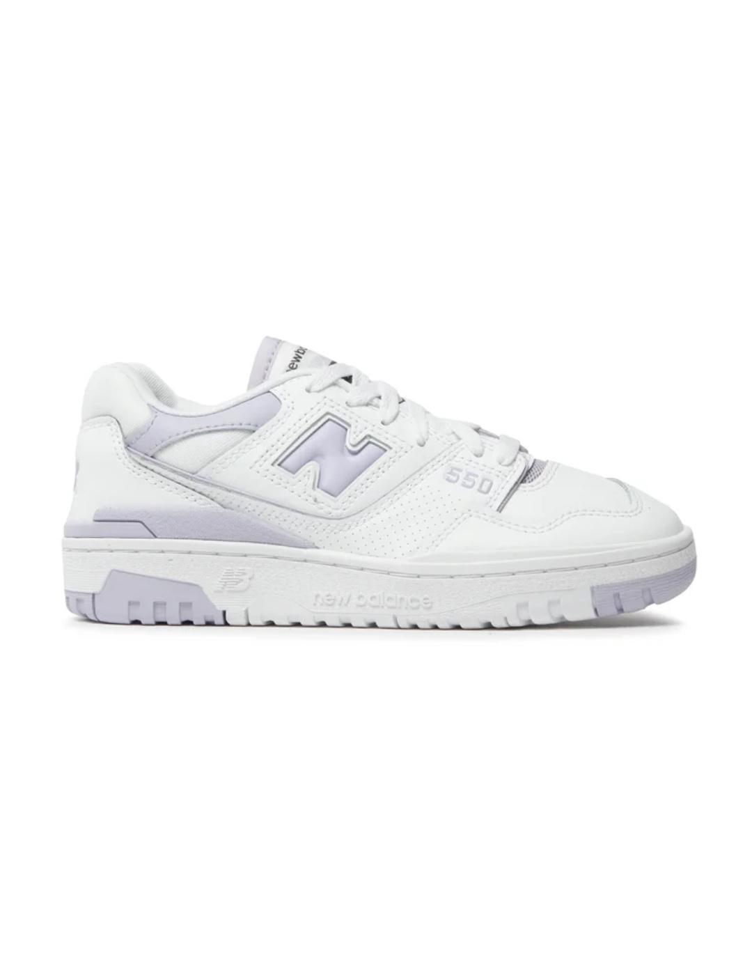 Zapatillas New Balance 550 blanca y lila para mujer