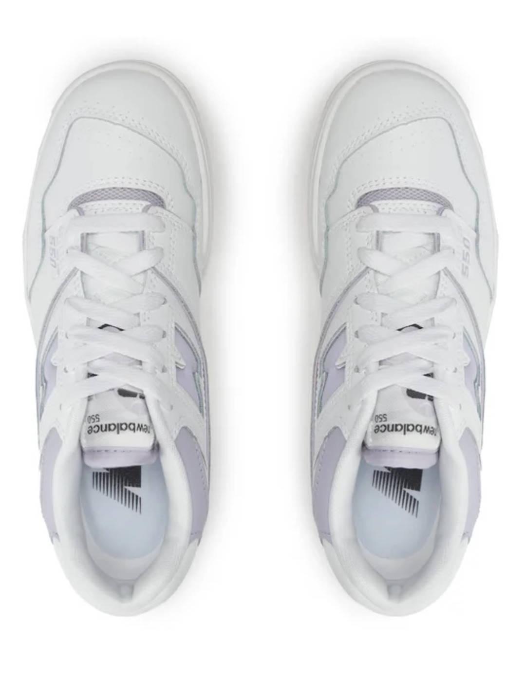 Zapatillas New Balance 550 blanca y lila para mujer