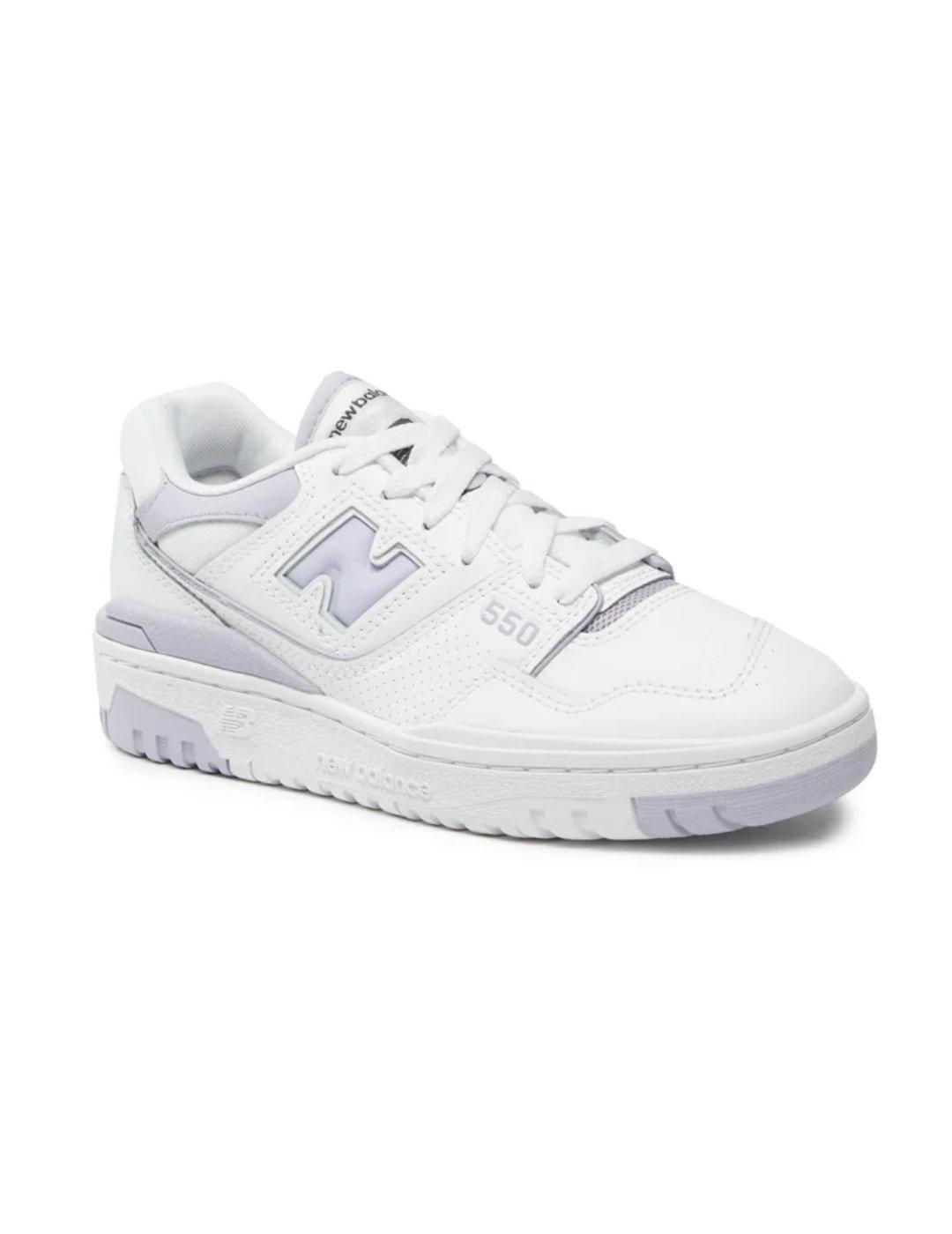 Zapatillas New Balance 550 blanca y lila para mujer
