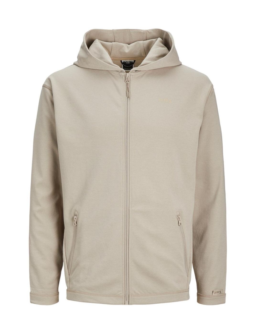 Sudadera Jack&Jones Cloud beige con cremallera de hombre