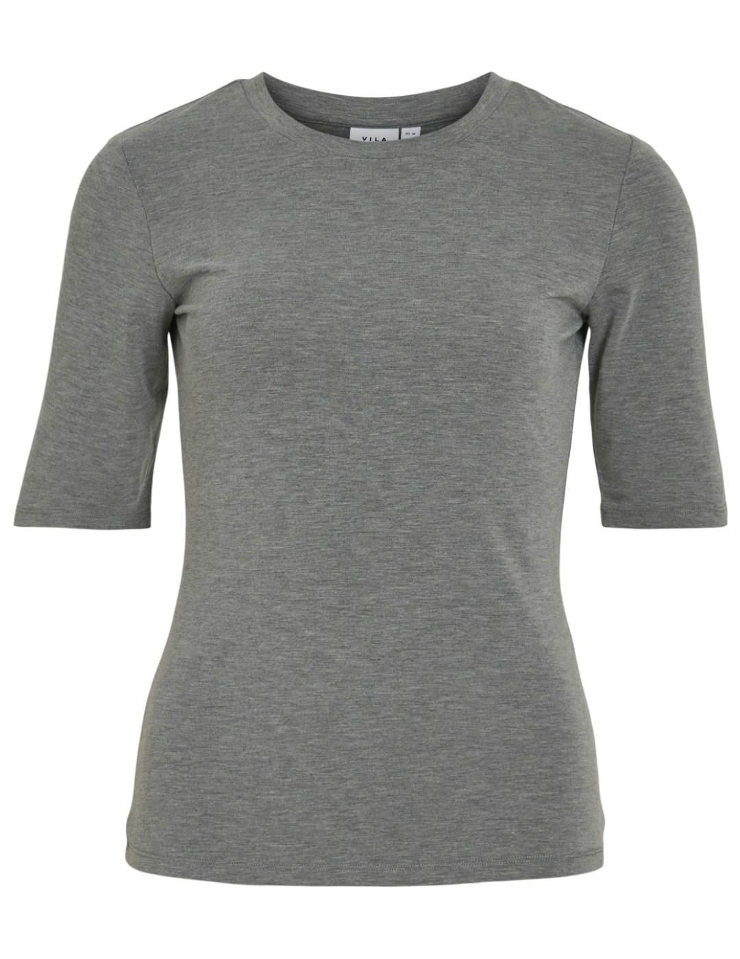 Camiseta básica Vila Aurelia gris jaspeado 2/4 para mujer