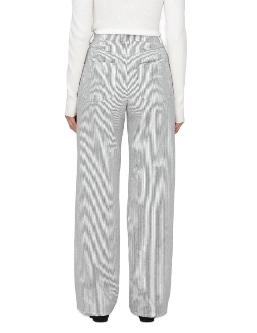 Pantalón Only Merle straight blanco con rayas marino mujer