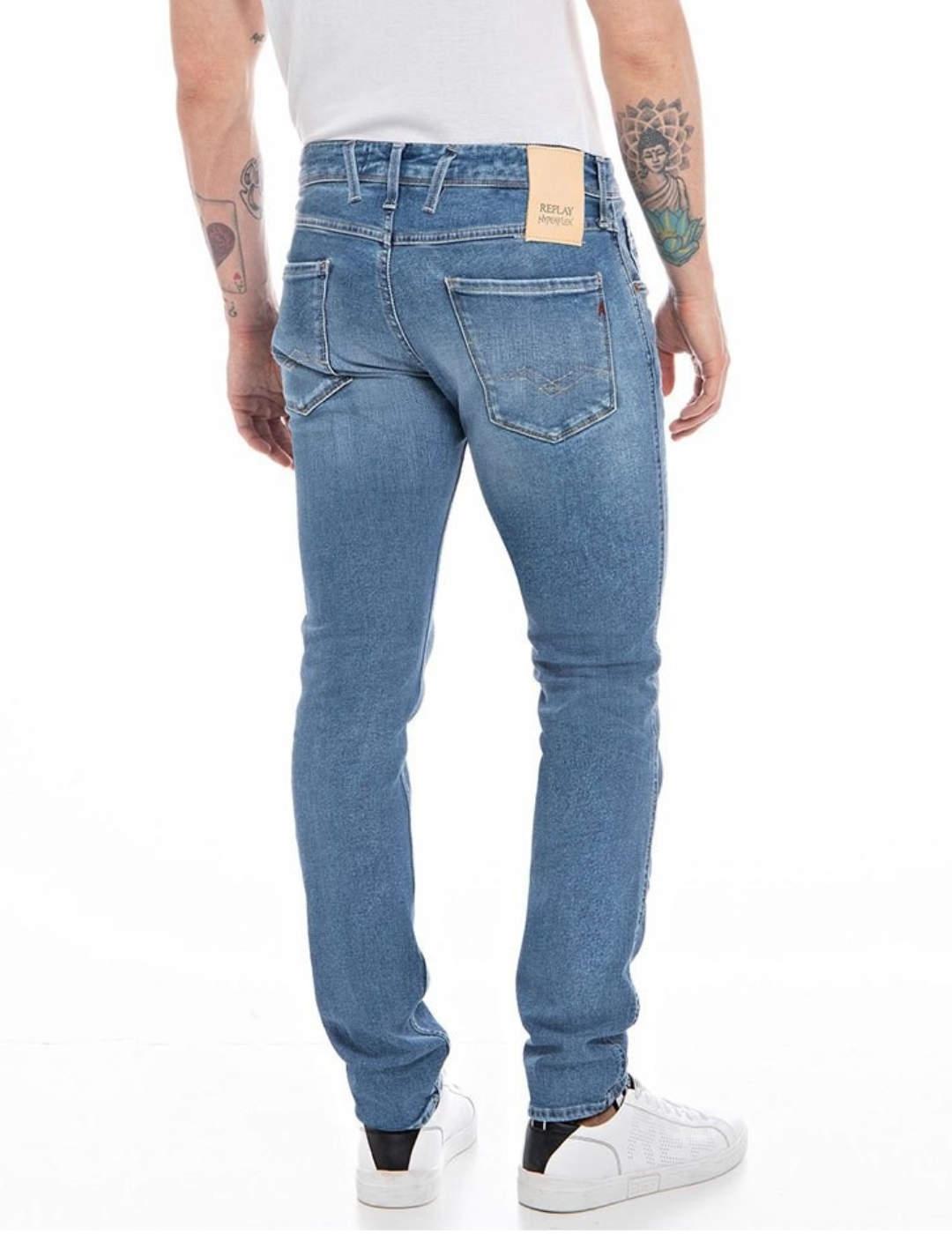 Pantalón vaquero Replay Anbass gris rotos para hombre