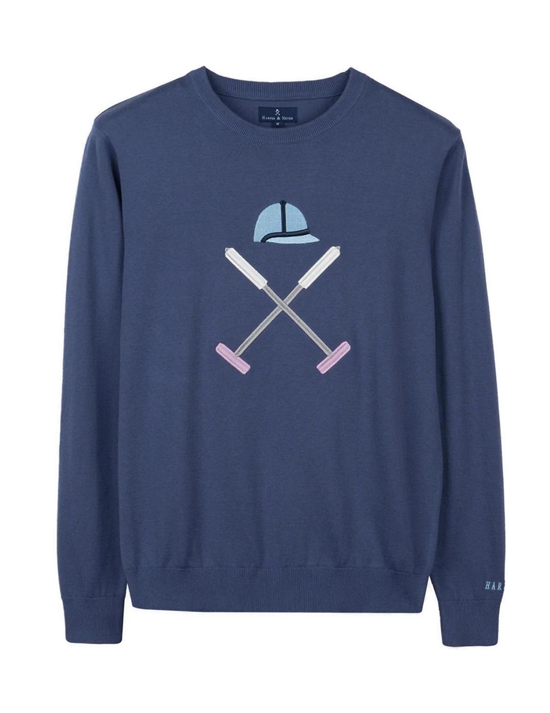 Jersey de punto Harper& Neyer Vermont azul logo de hombre