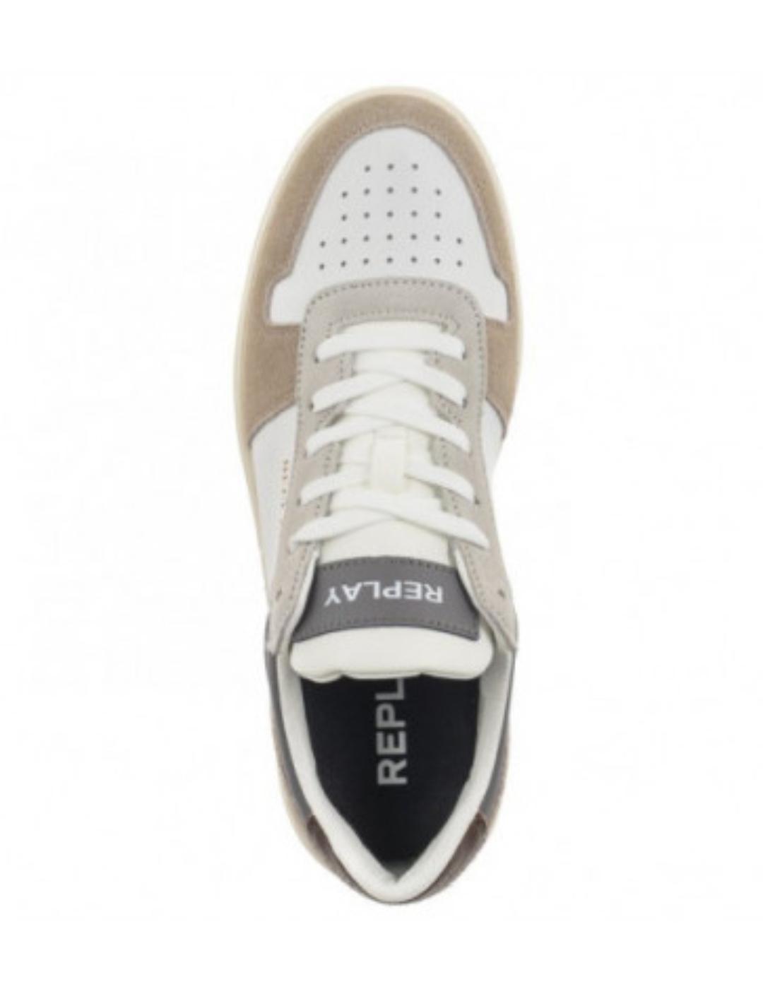 Zapatilla Replay Polys court blanco y beige de hombre