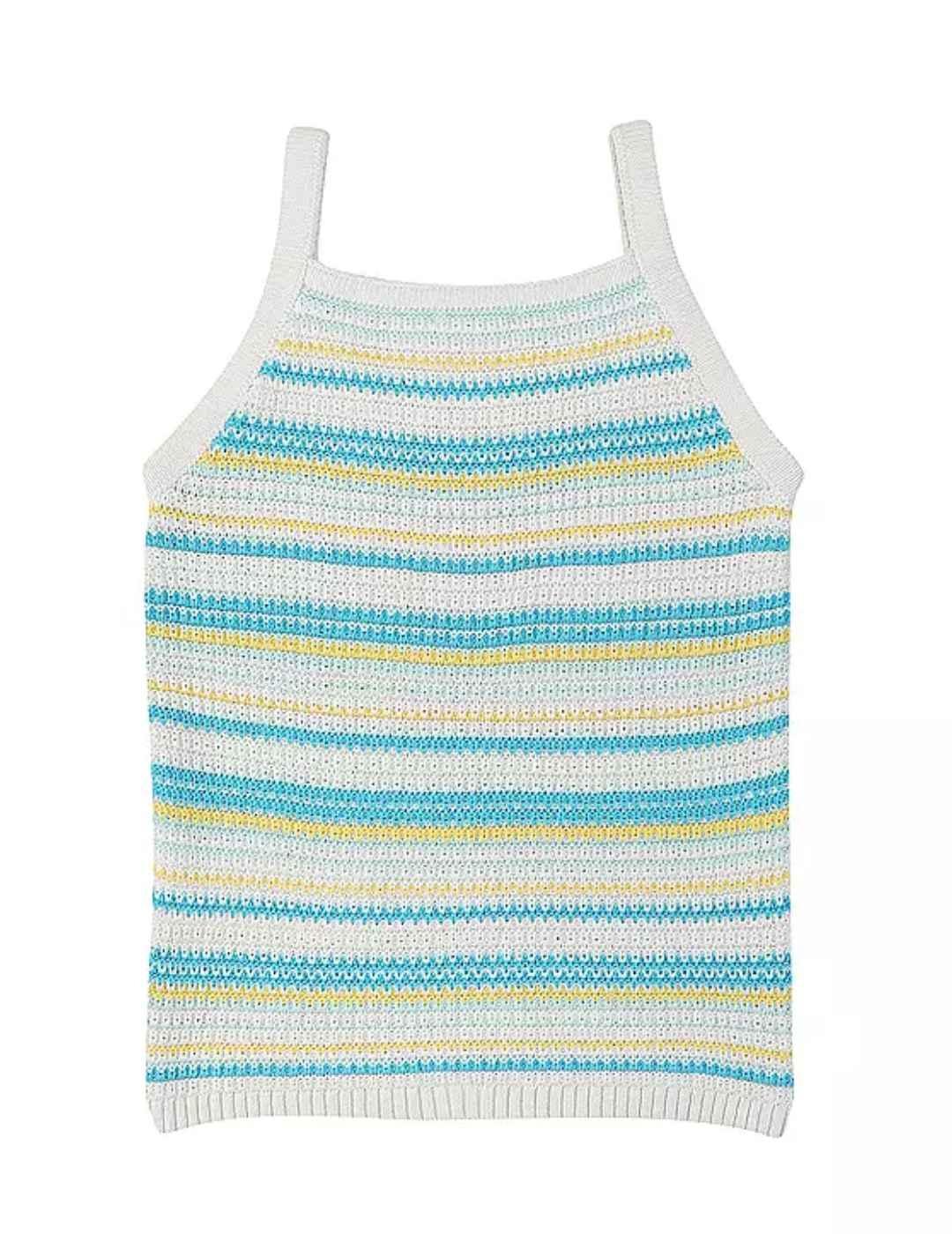 Camiseta crochet Only Kids Belli rayas azul colores de niña