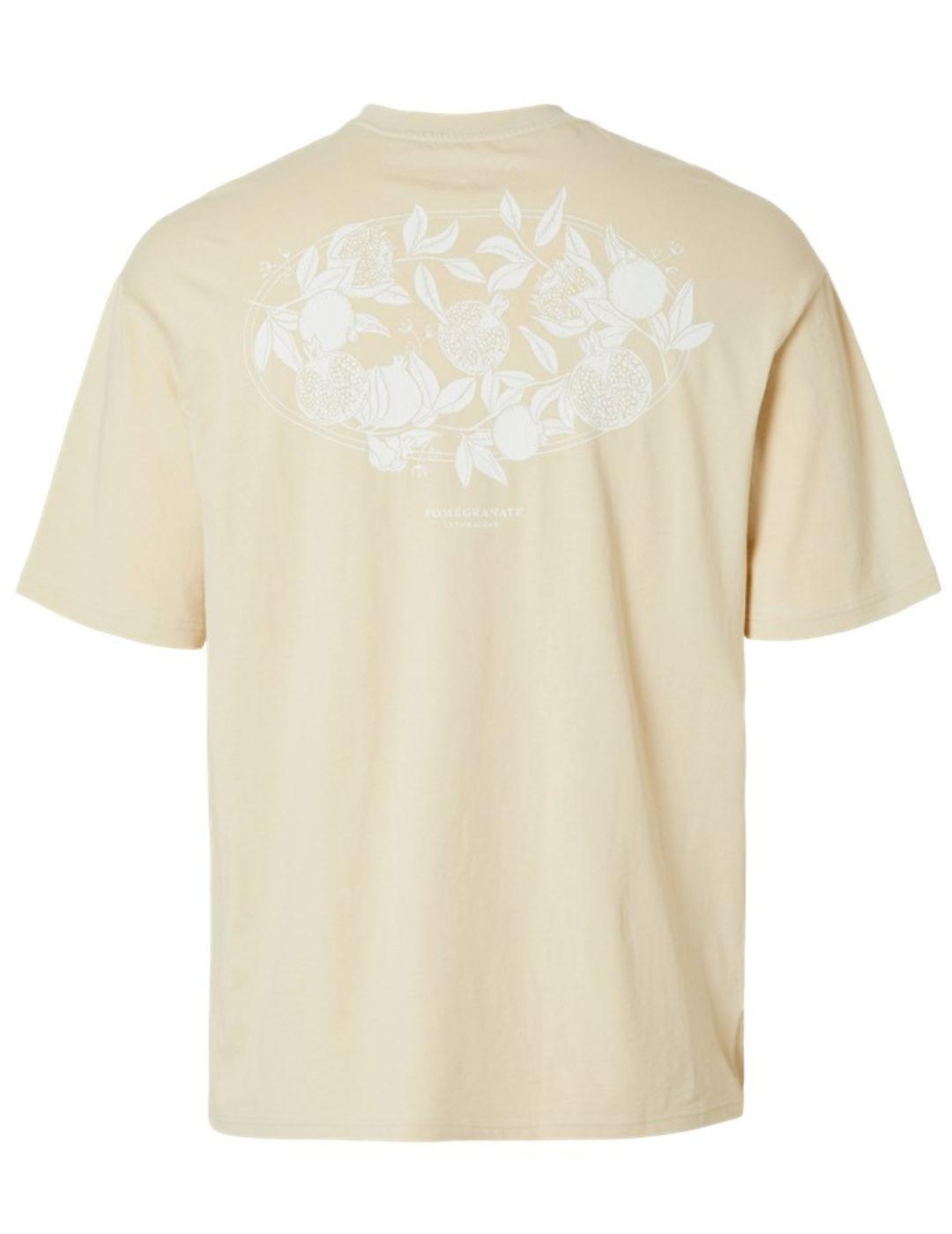 Camiseta Selected Corby beige claro manga corta para hombre