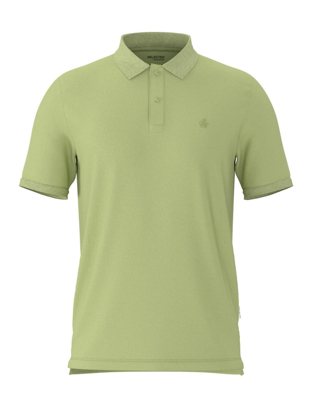 Polo Selected Atlas verde manga corta para hombre