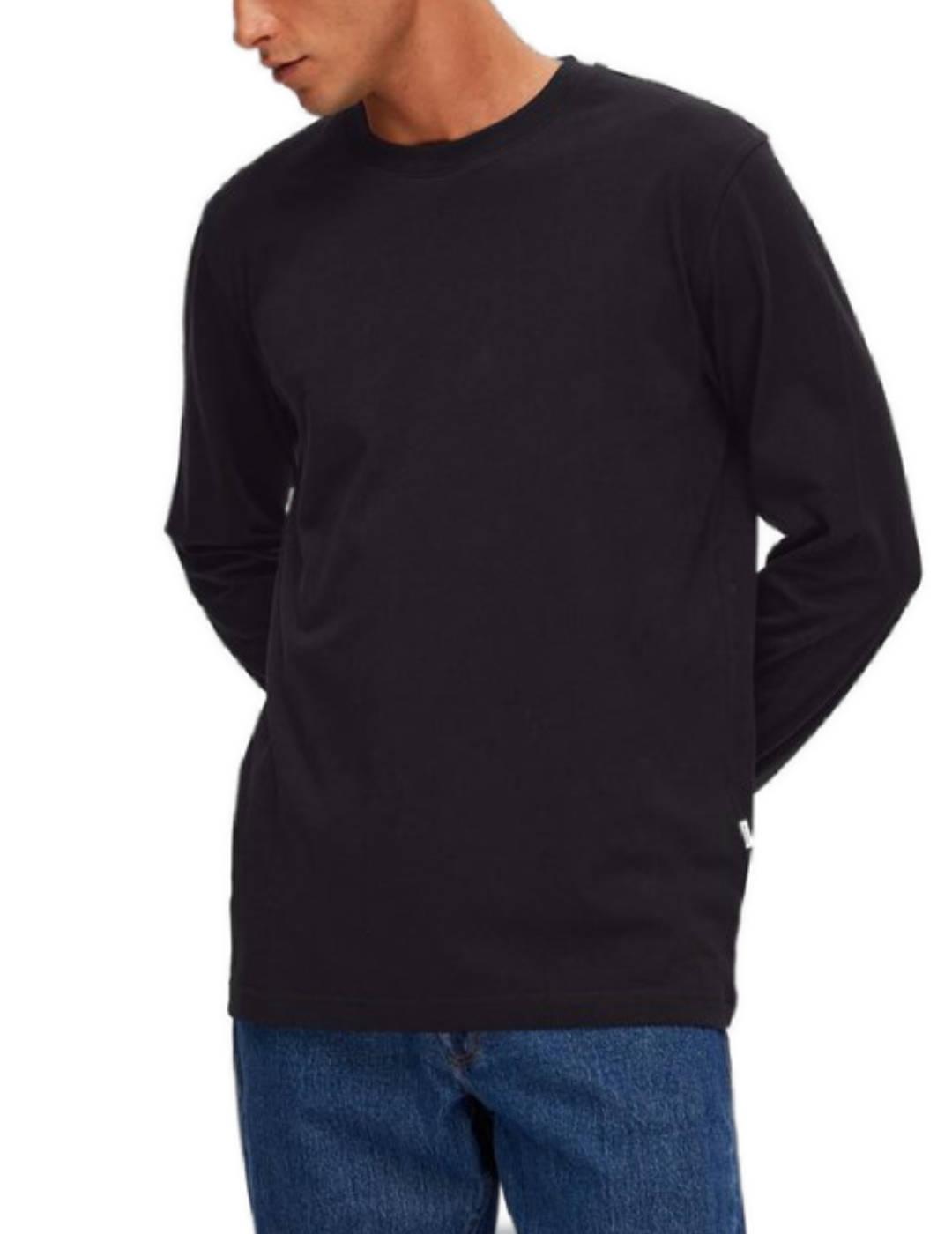 Camiseta básica Selected Aspen negro manga larga para hombre