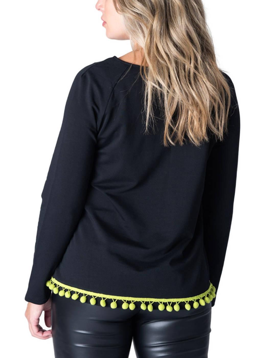 Sudadera Animosa Anne Sullivan negro sin capucha para mujer