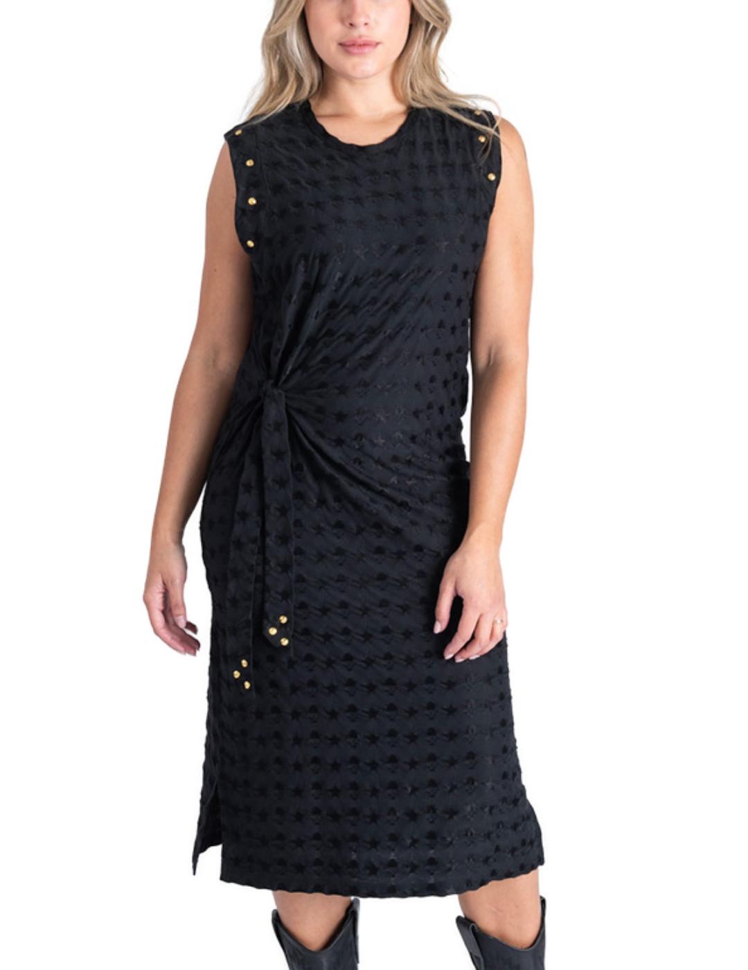 Vestido Animosa Rock Star negro bordado para mujer