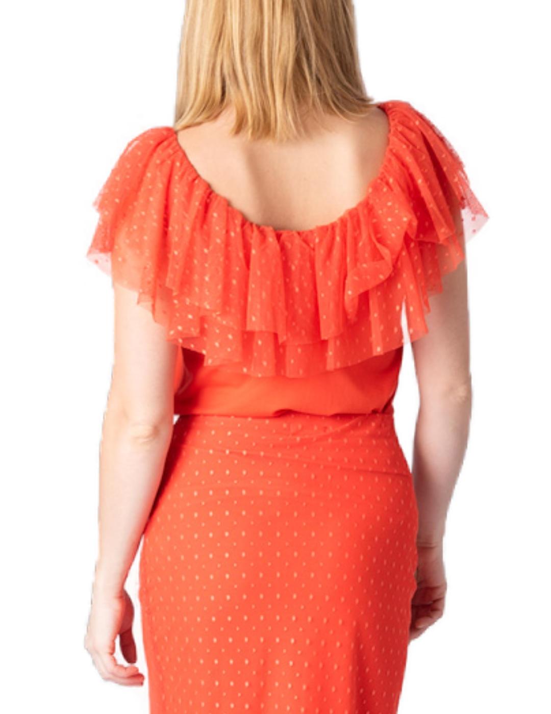 Top Animosa Plumeti volante coral palabra de honor mujer